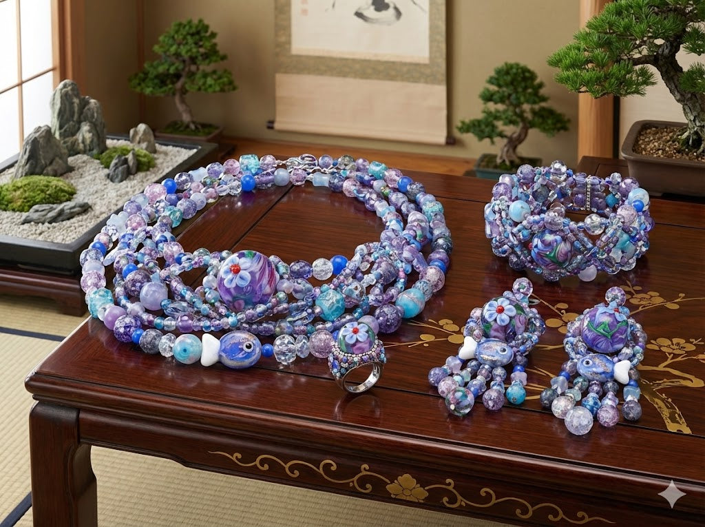 JP0507.あじさい色の恋（とんぼ玉シリーズ）（第46弹）